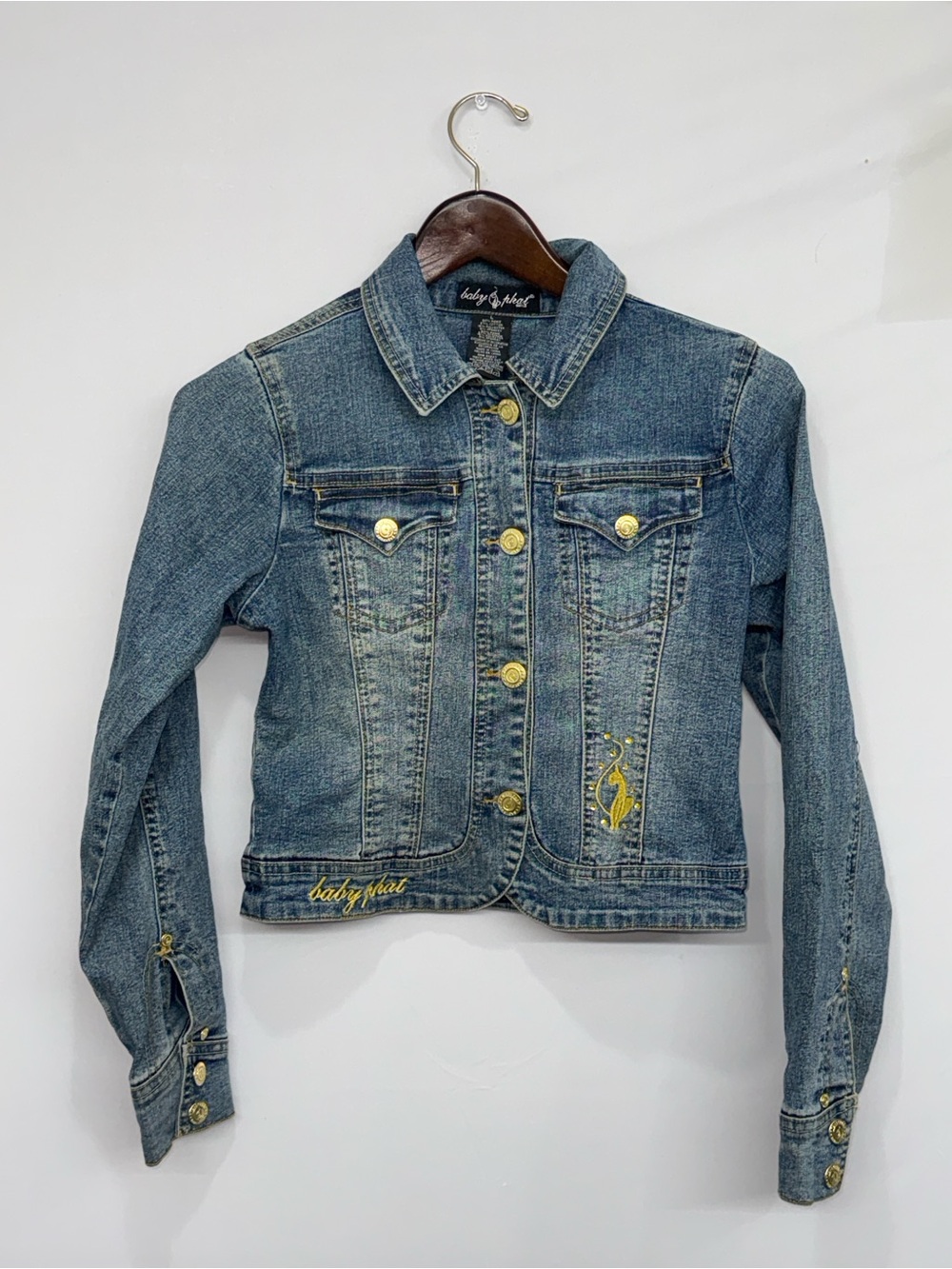 Baby Phat Vintage Y2K Denim Blue Jean Jacket Size Youth Large Women’s Small